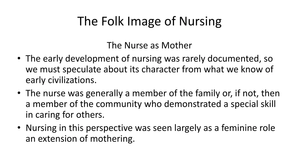 the folk image of nursing