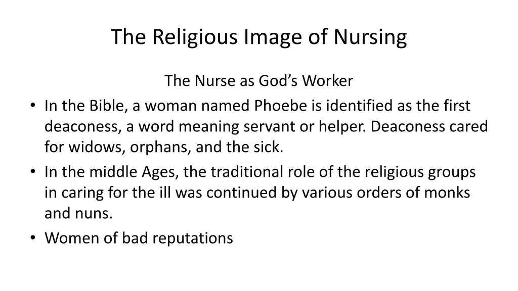 the religious image of nursing