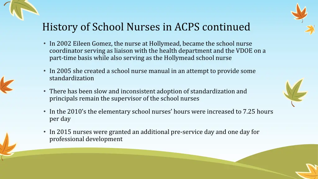 history of school nurses in acps continued 1