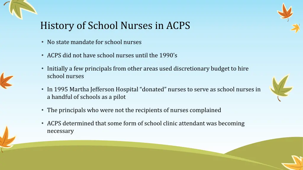 history of school nurses in acps