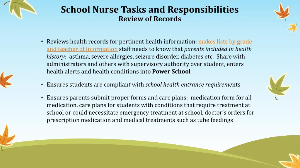 school nurse tasks and responsibilities review