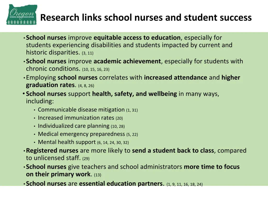 research links school nurses and student success