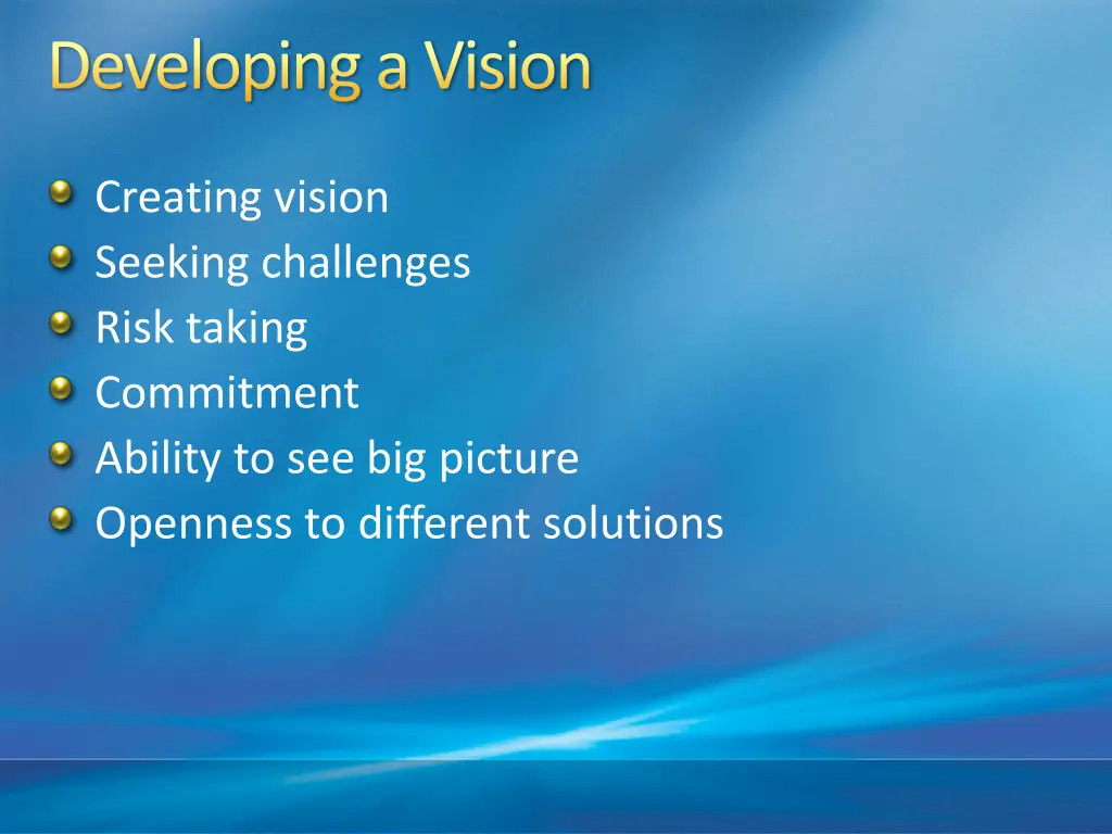 developing a vision