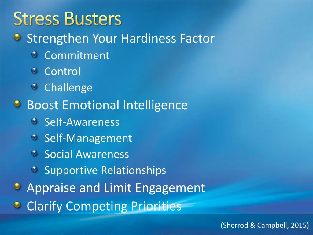 stress busters strengthen your hardiness factor