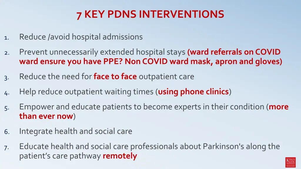 7 key pdns interventions