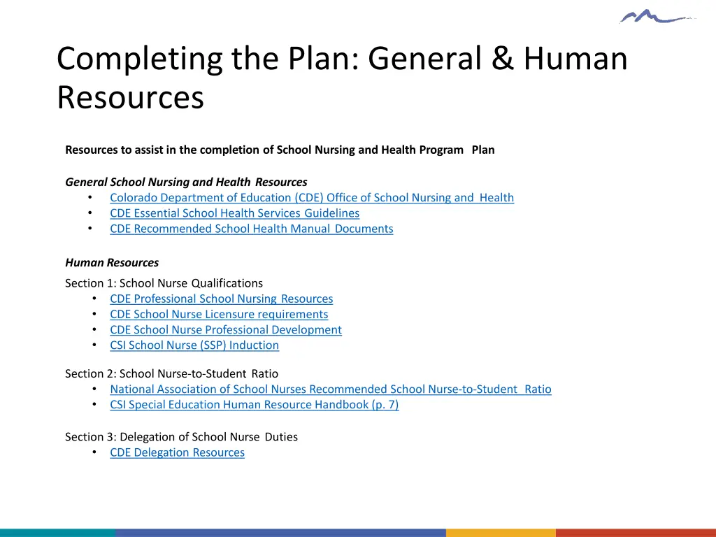 completing the plan general human resources