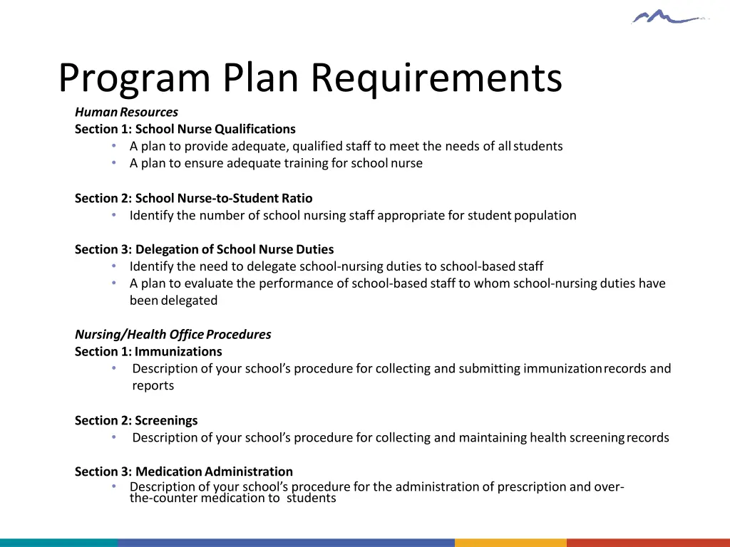 program plan requirements humanresources section