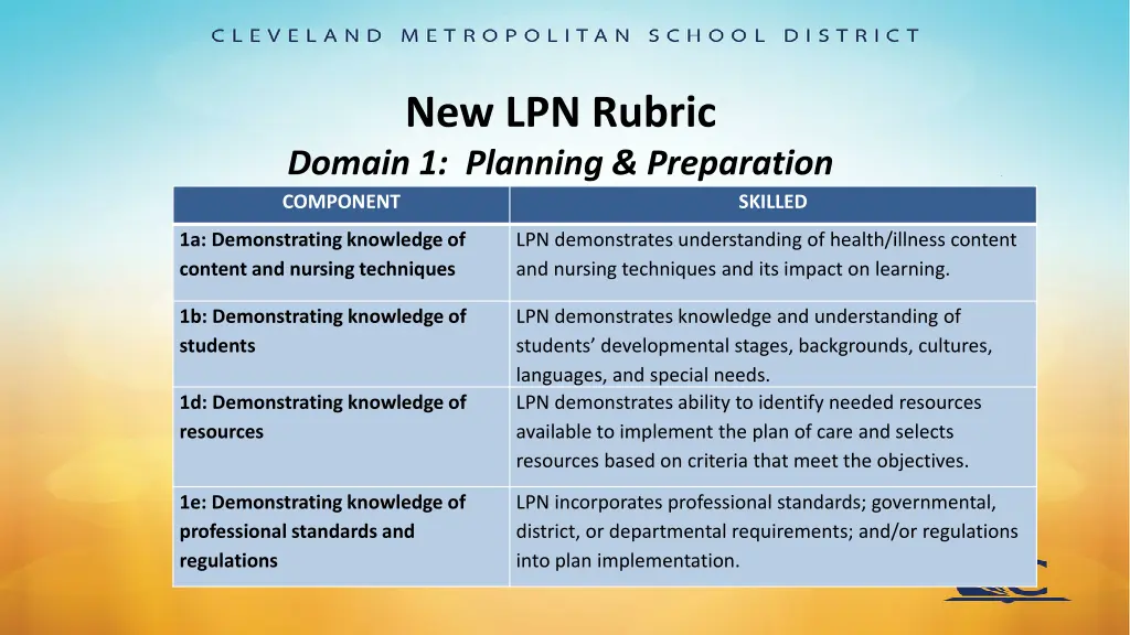 new lpn rubric domain 1 planning preparation