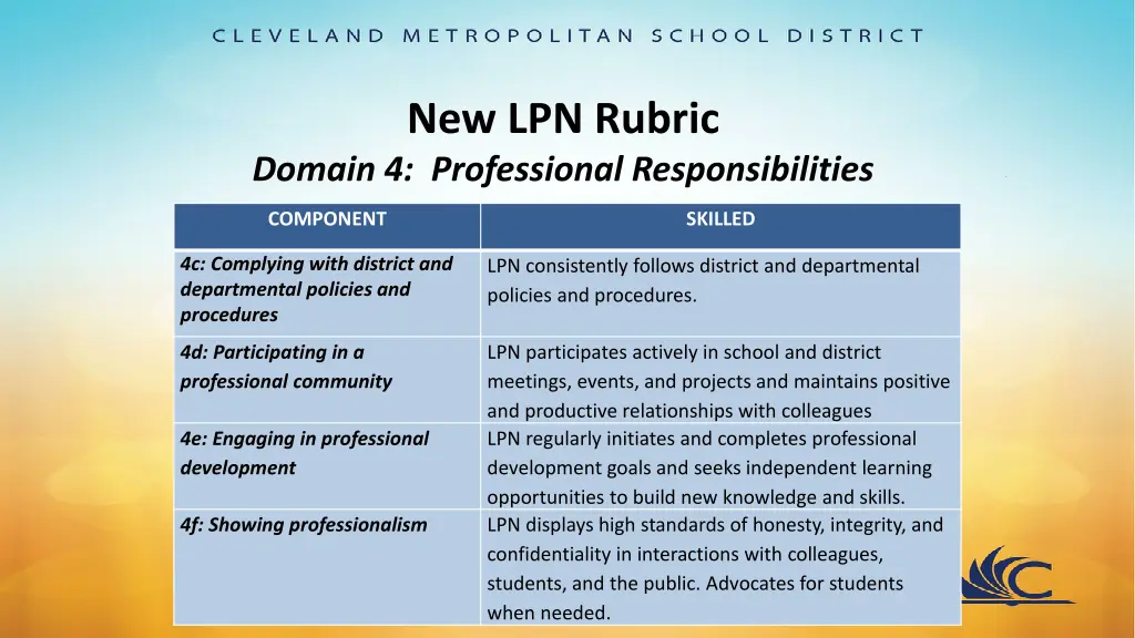 new lpn rubric domain 4 professional 1