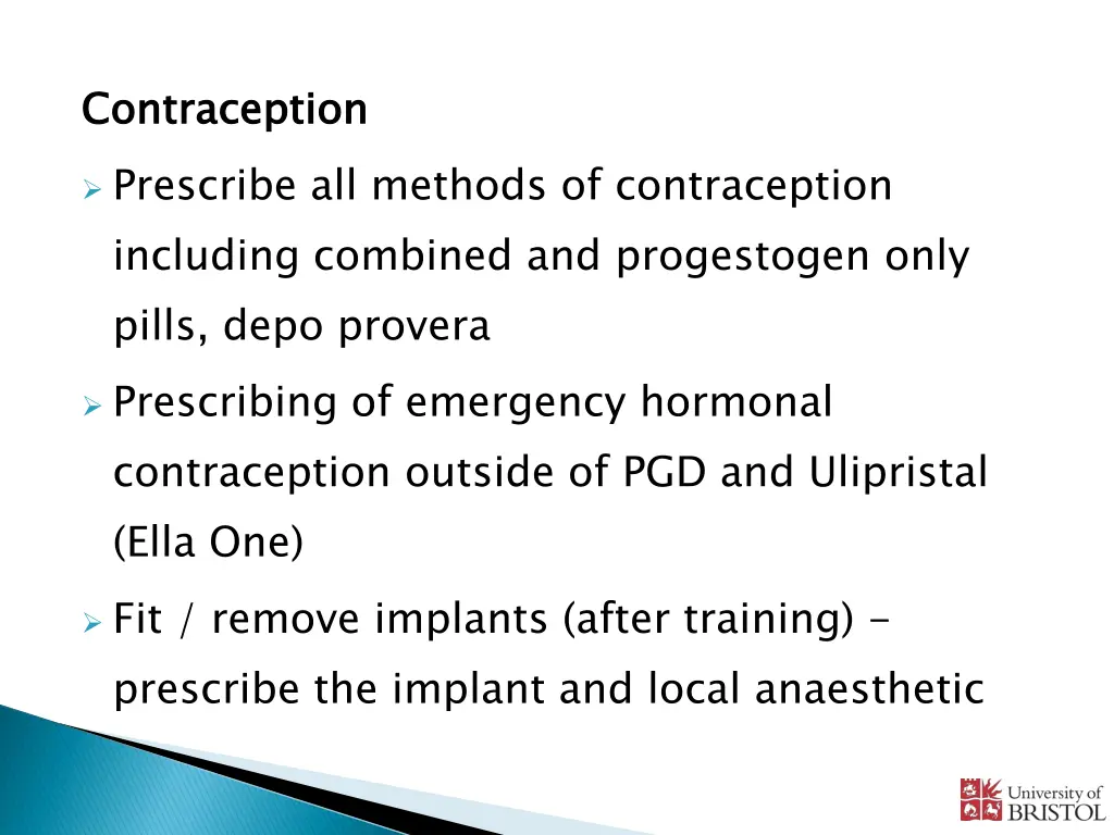 contraception prescribe all methods