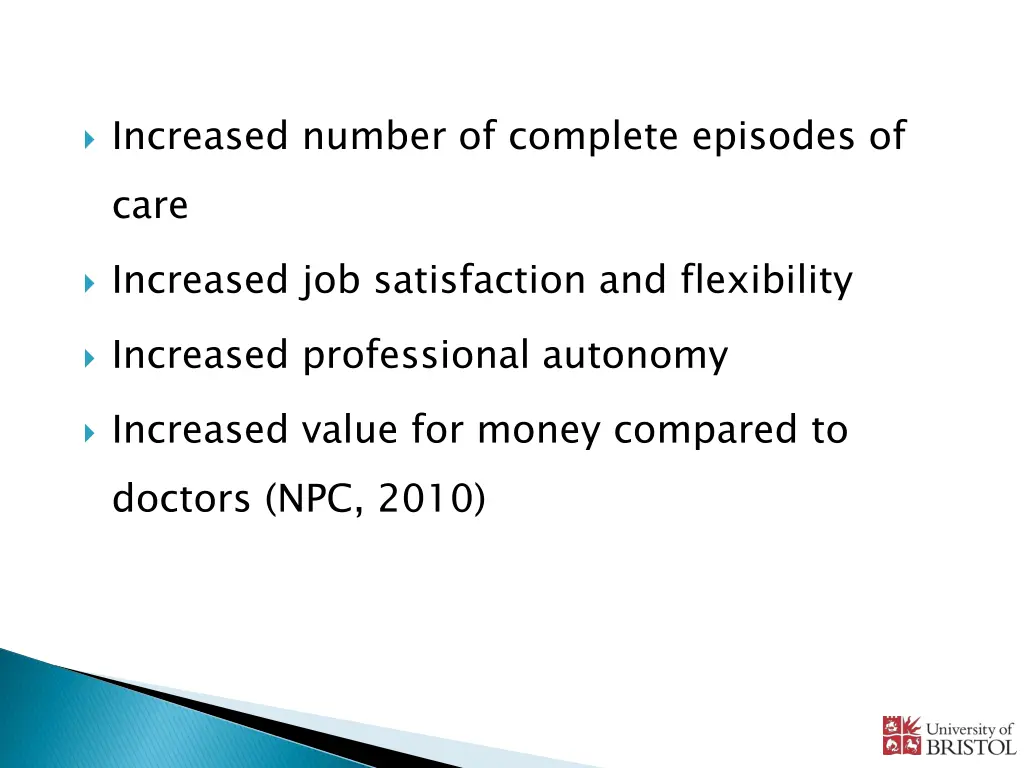 increased number of complete episodes of care