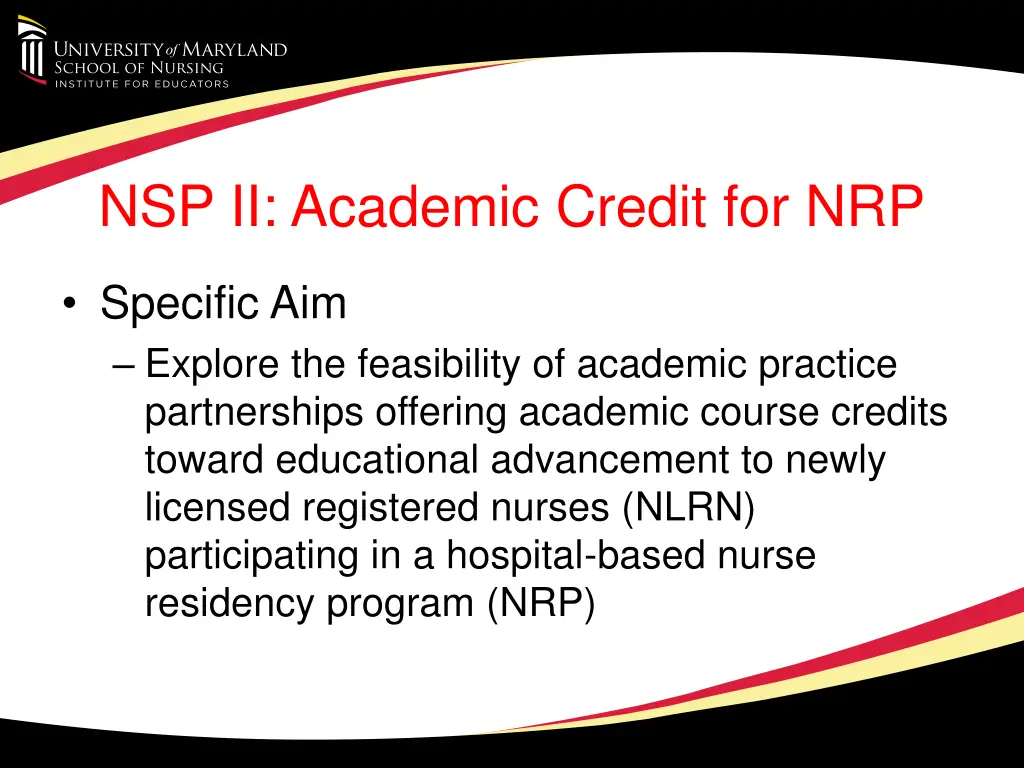 nsp ii academic credit for nrp