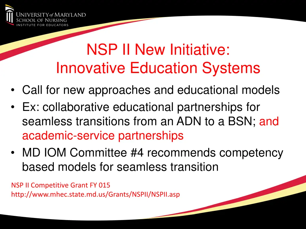 nsp ii new initiative innovative education systems