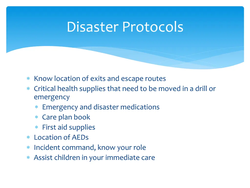 disaster protocols