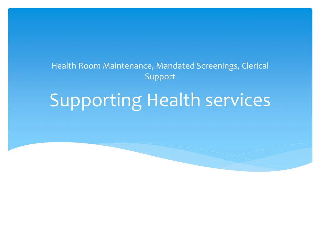 supporting health services