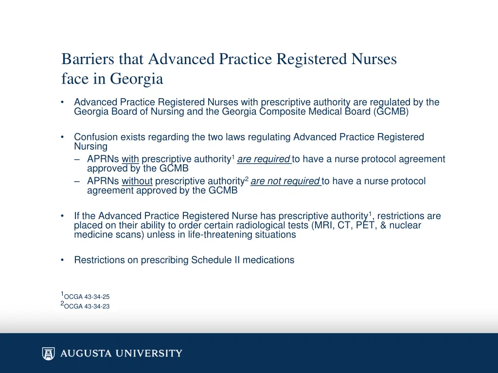 barriers that advanced practice registered nurses