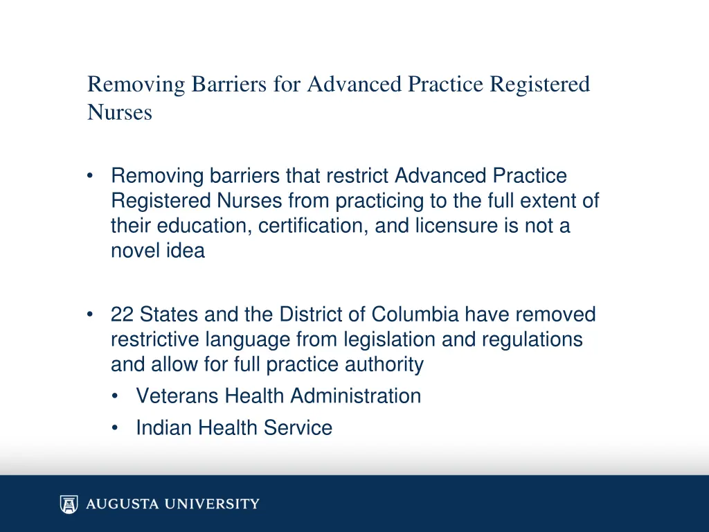 removing barriers for advanced practice