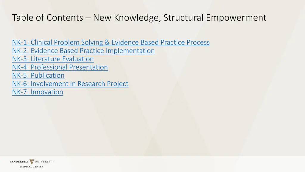 table of contents new knowledge structural