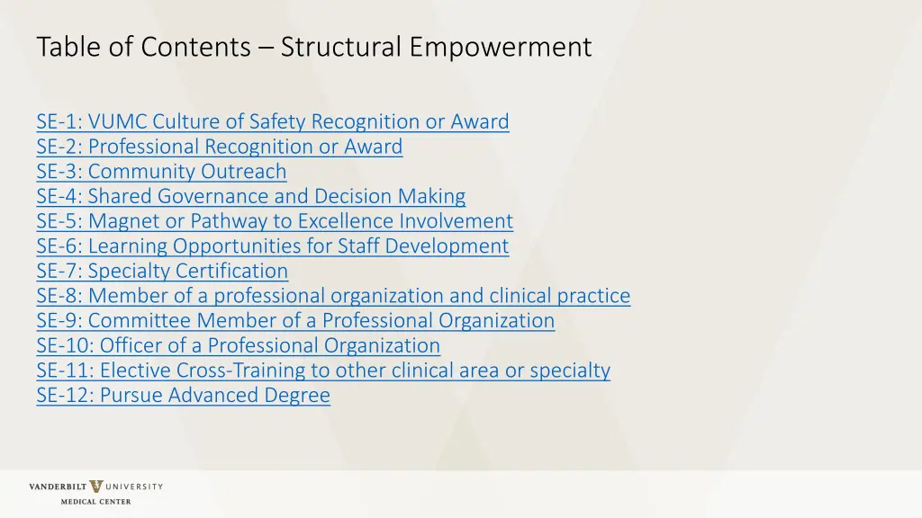 table of contents structural empowerment