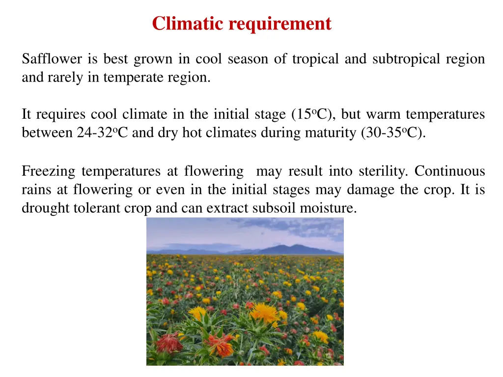 climatic requirement