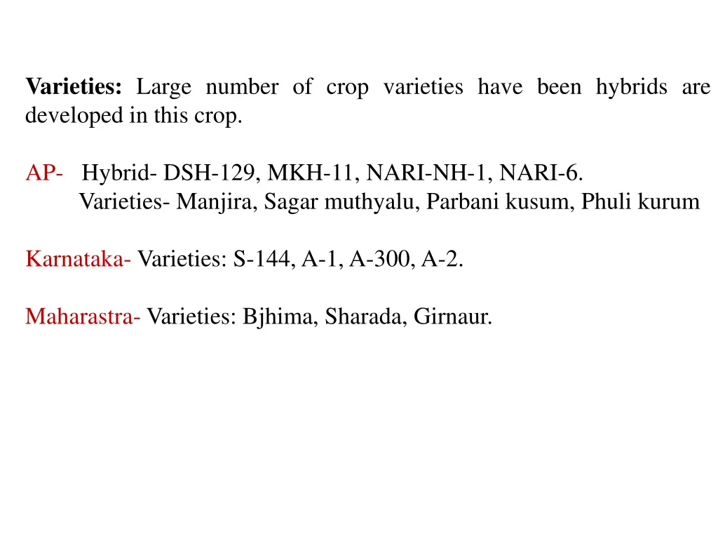 varieties large number of crop varieties have