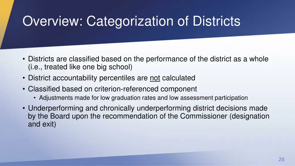 overview categorization of districts