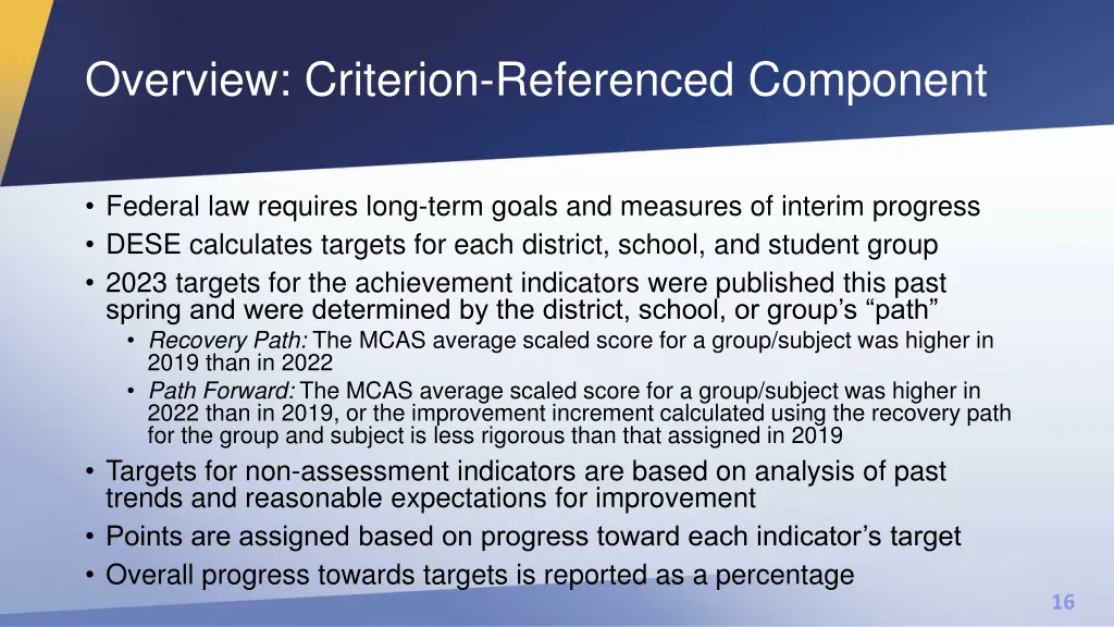 overview criterion referenced component