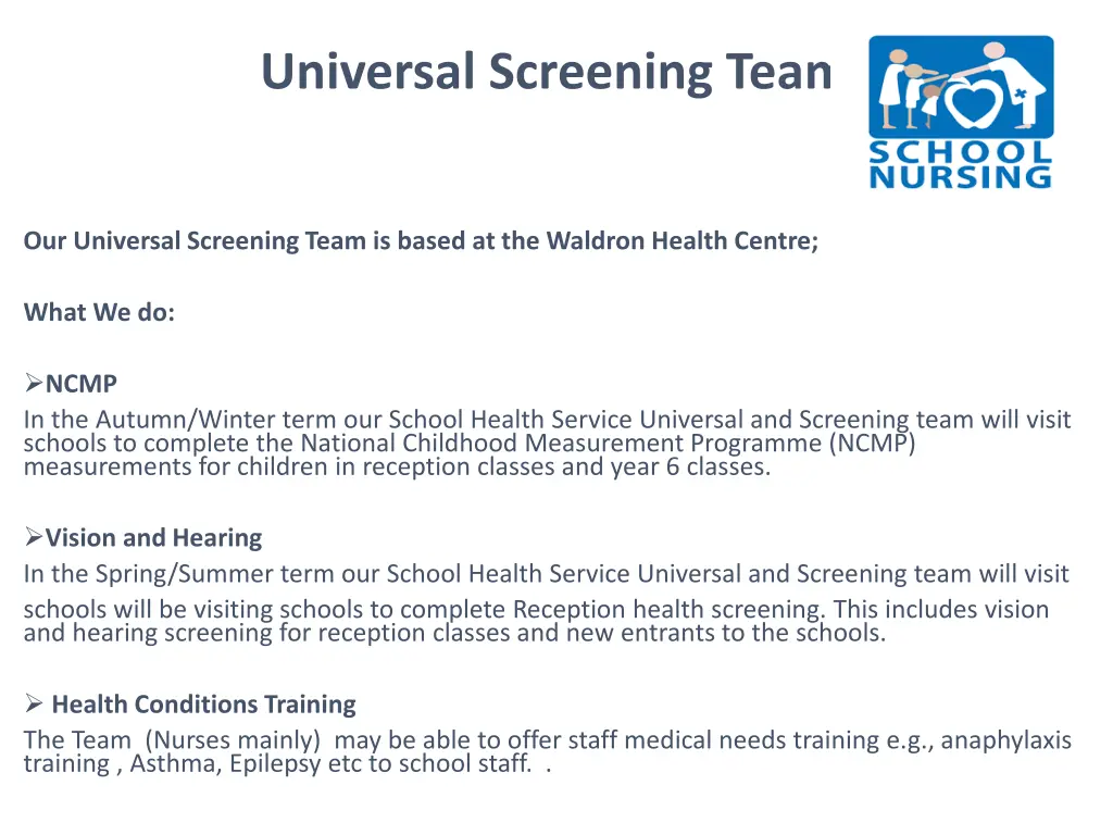 universal screening team