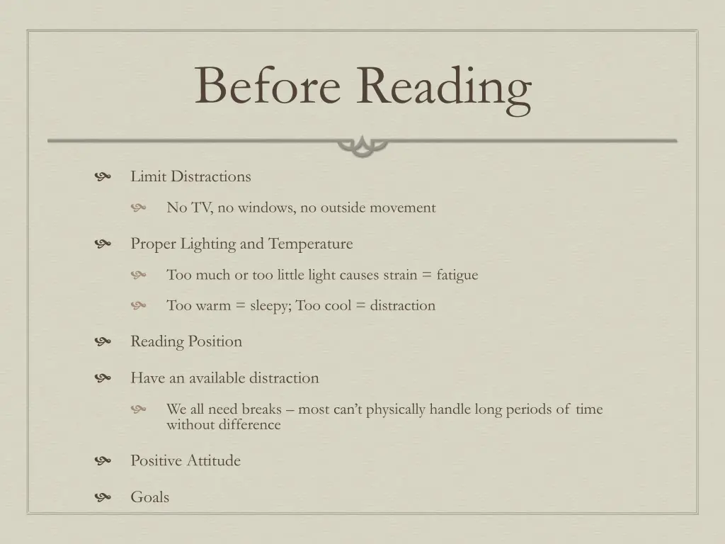 before reading