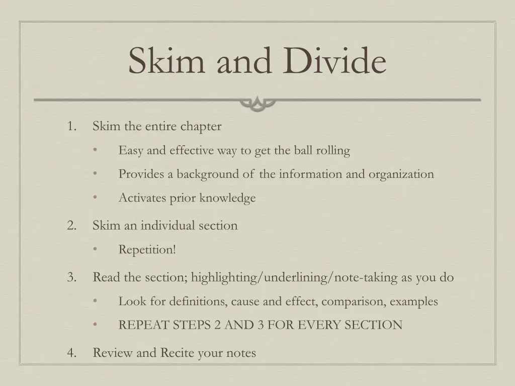 skim and divide