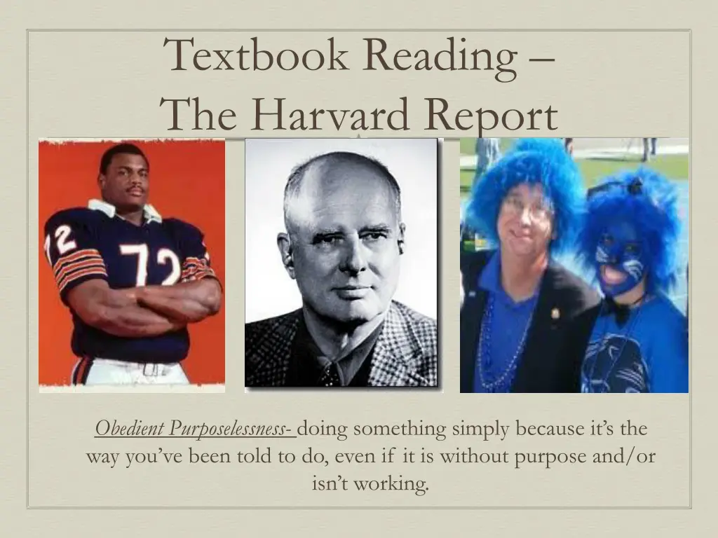 textbook reading the harvard report