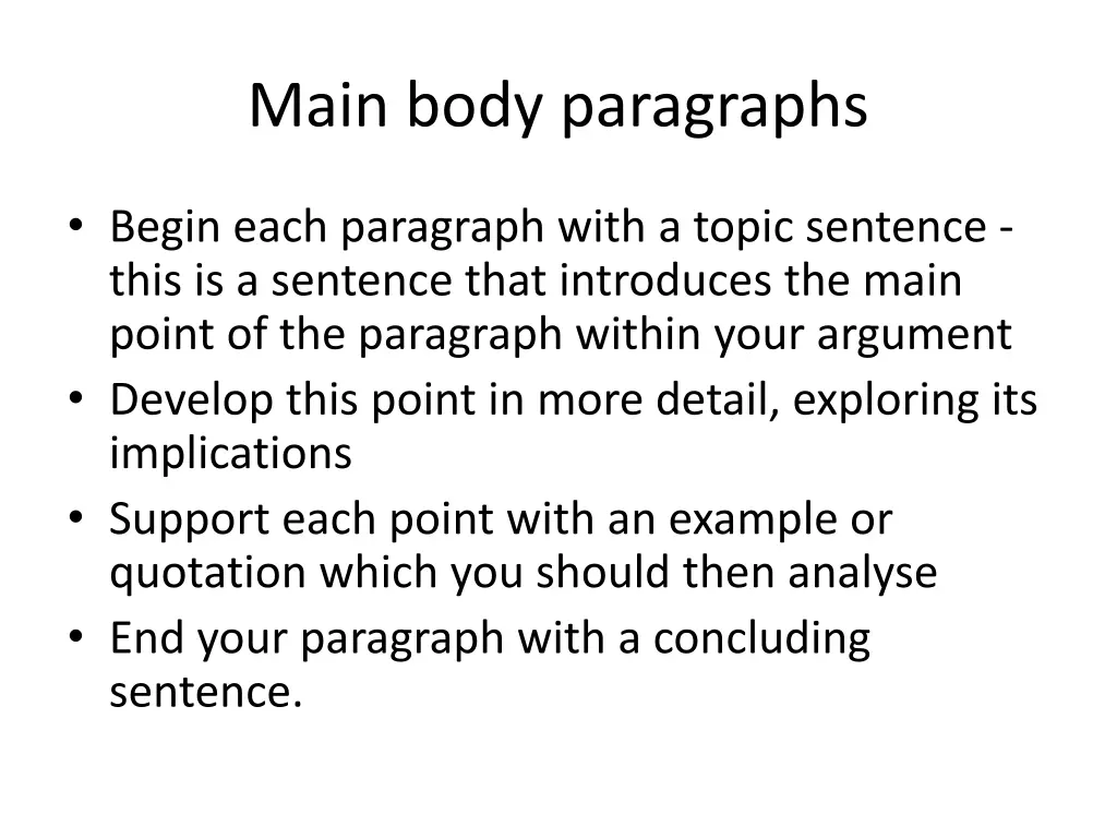 main body paragraphs