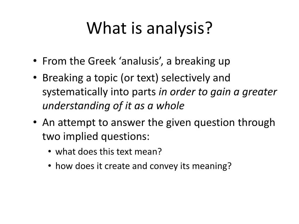 what is analysis