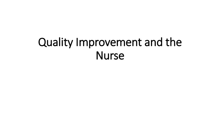 quality improvement and the quality improvement