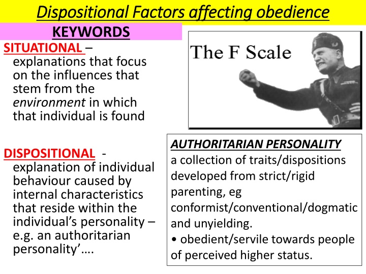 dispositional factors affecting obedience