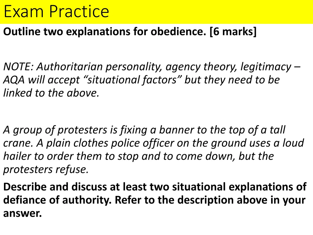 exam practice outline two explanations