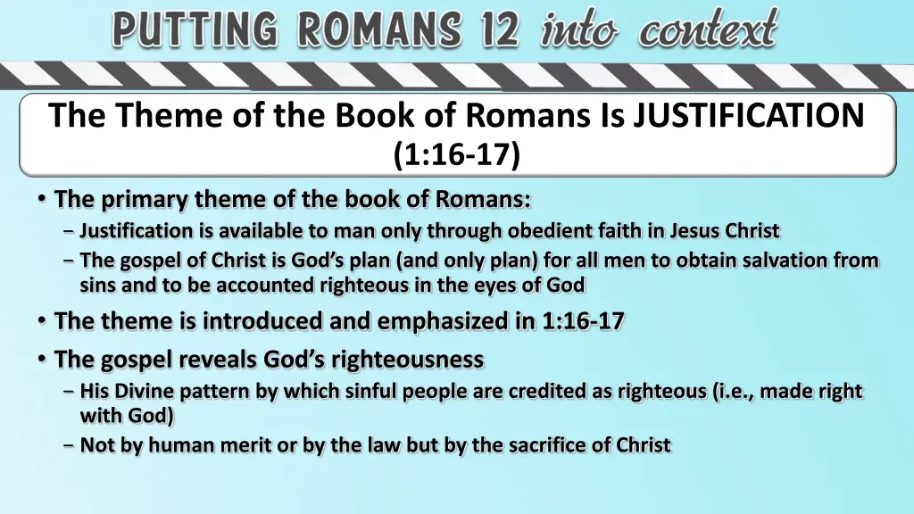 the theme of the book of romans is justification