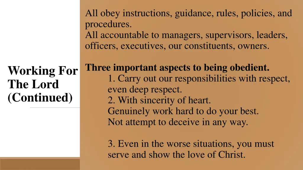 all obey instructions guidance rules policies