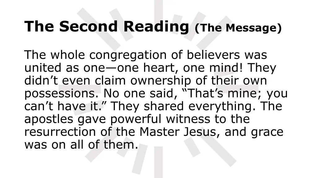 the second reading the message