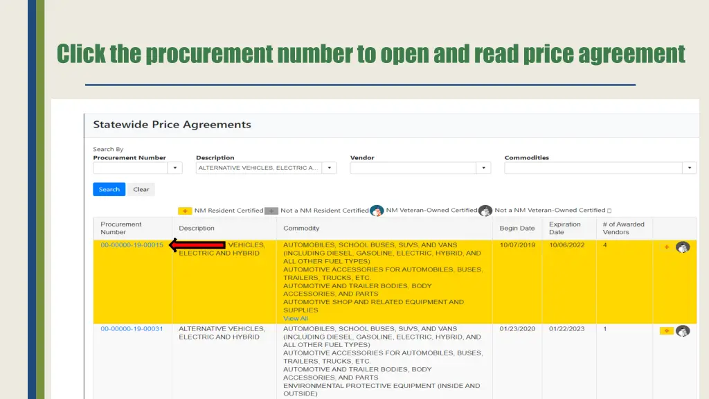 click the procurement number to open and read