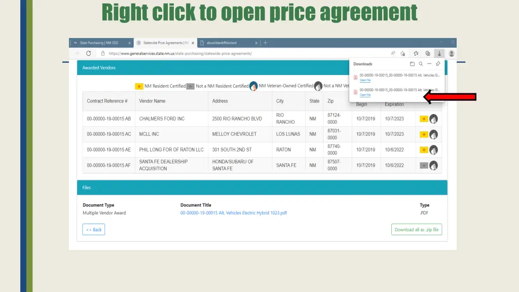 right click to open price agreement