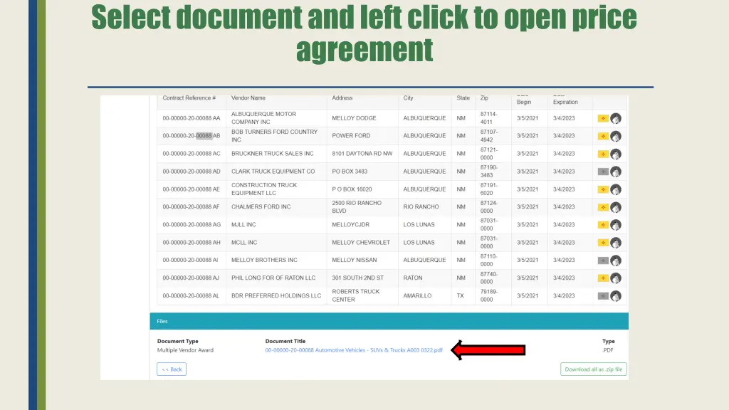 select document and left click to open price