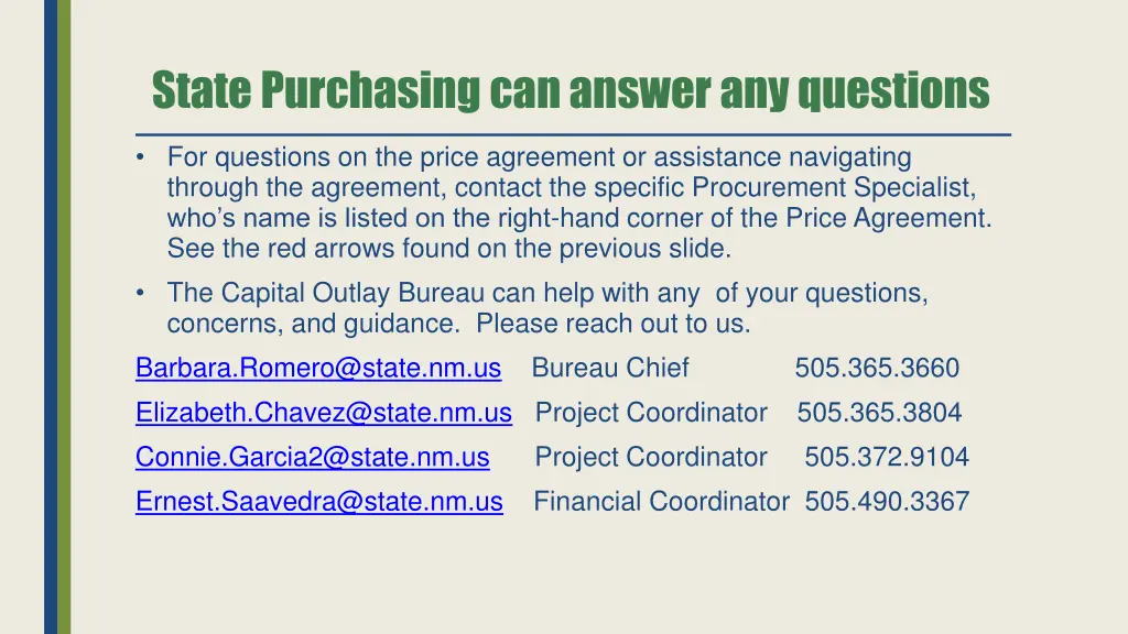 state purchasing can answer any questions