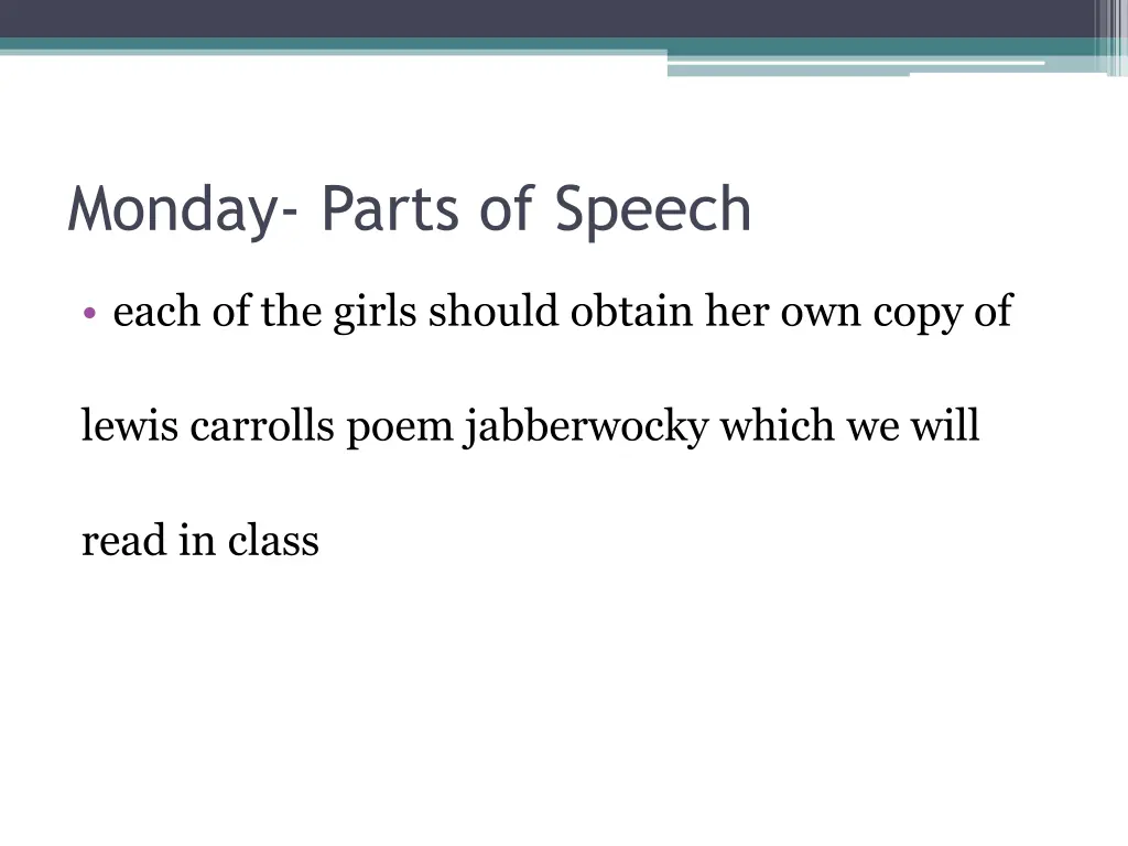 monday parts of speech