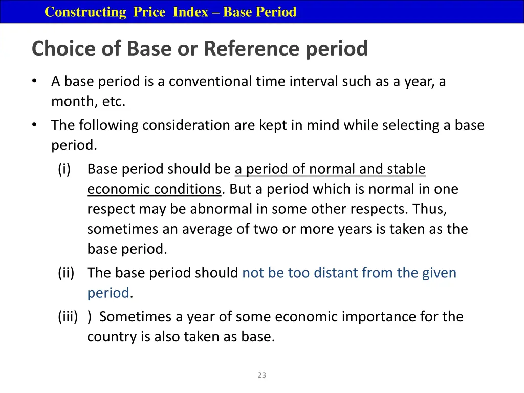 constructing price index base period