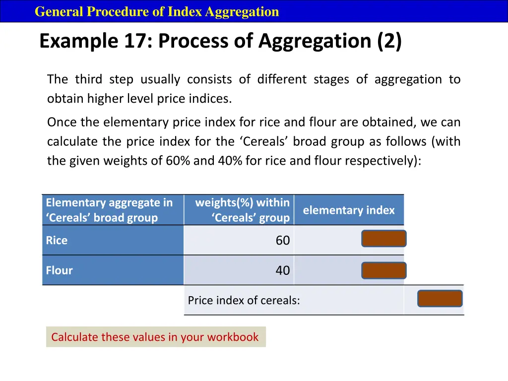 general procedure of index aggregation 17