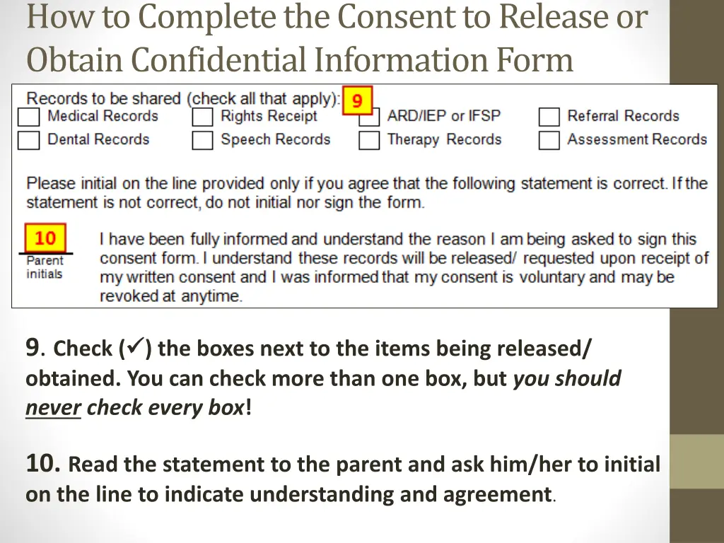 how to complete the consent to release or obtain 2