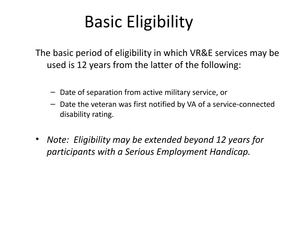 basic eligibility