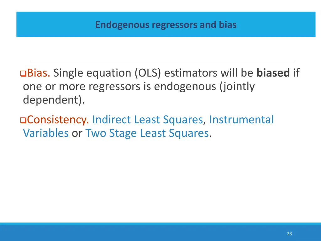 endogenous regressors and bias