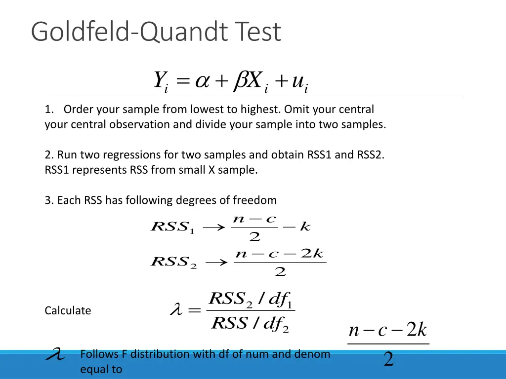 goldfeld quandt test